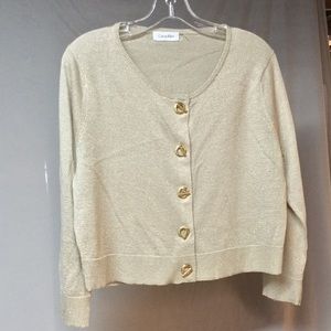 Calvin Klein metallic crop cardigan